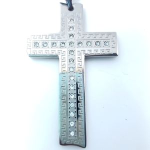 Stainless Steel Cross Pendant w/ Stones